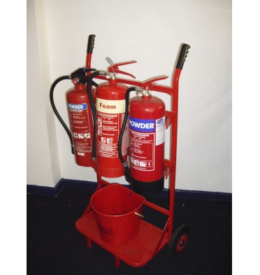 TRIPLE FIRE TROLLEY 3 X EXTINGUISHERS
